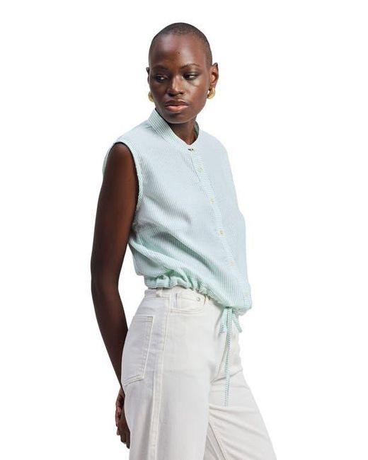 REISTOR Blue Button-Down With Lace Shirt