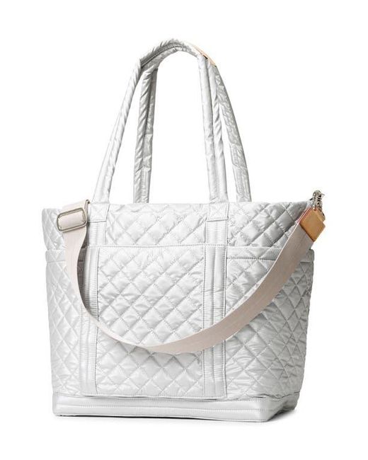 MZ Wallace White Large Empire Deluxe Quilted Nylon Tote