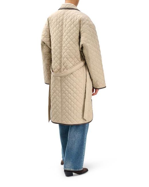 Rag & Bone Natural Kelly Oversize Faux Leather Trim Quilted Jacket