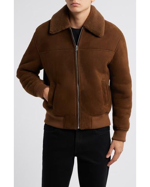 FRAME Brown Suede & Genuine Shearling Bomber Jacket for men