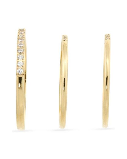 Nordstrom Metallic Set Of 3 Waterproof Cubic Zirconia Skinny Band Rings