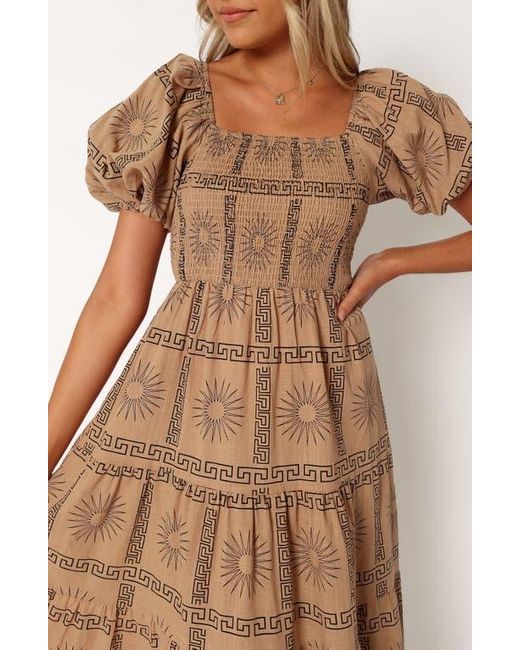 Petal & Pup Brown Soliel Puff Sleeve Midi Dress