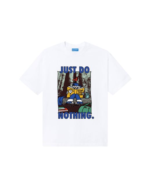 Market White Just Do Nothing Cotton Graphic T-shirt for men