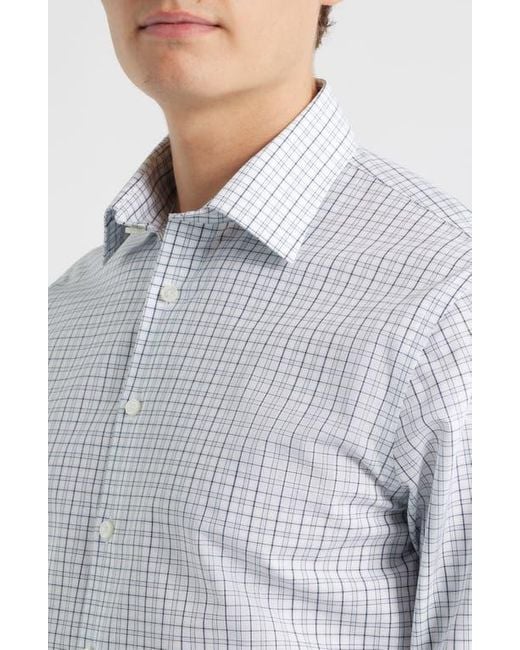 Nordstrom Trim Fit Check Non Iron Cotton Dress Shirt in White for Men | Lyst
