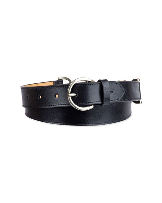 Sam Edelman Black Leather Belt With Horsebit Hip Stations