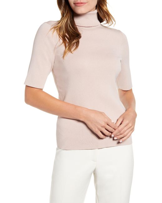 Anne Klein White Short Sleeve Turtleneck Sweater