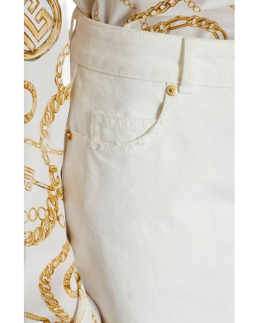 Balmain White Plain Denim Straight-Fit Jeans