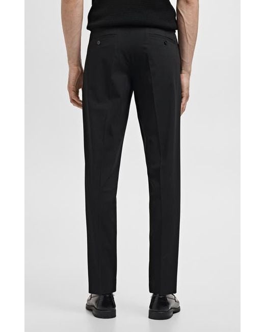 Mango Black Slim Fit Flat Front Pants for men