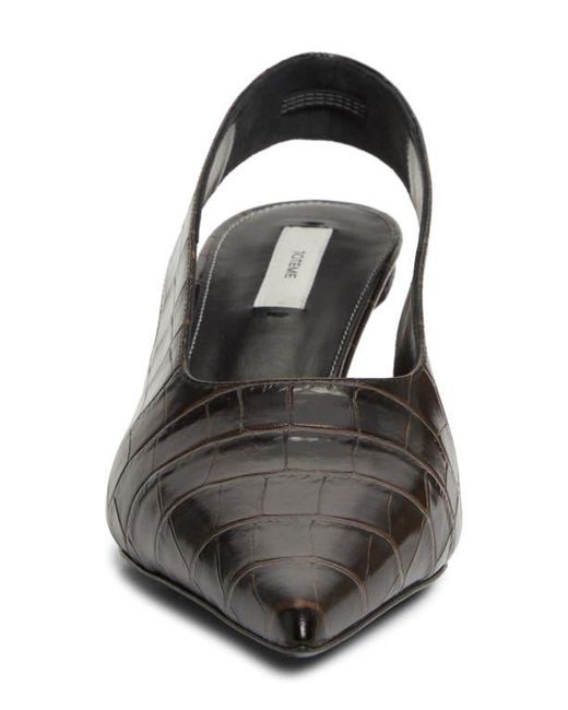 Totême Black Croc Embossed Pointed Toe Slingback Pump