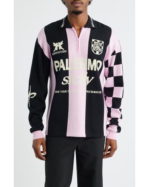 Saint Studio Men's Black Uno Palermo Half Zip Sweater