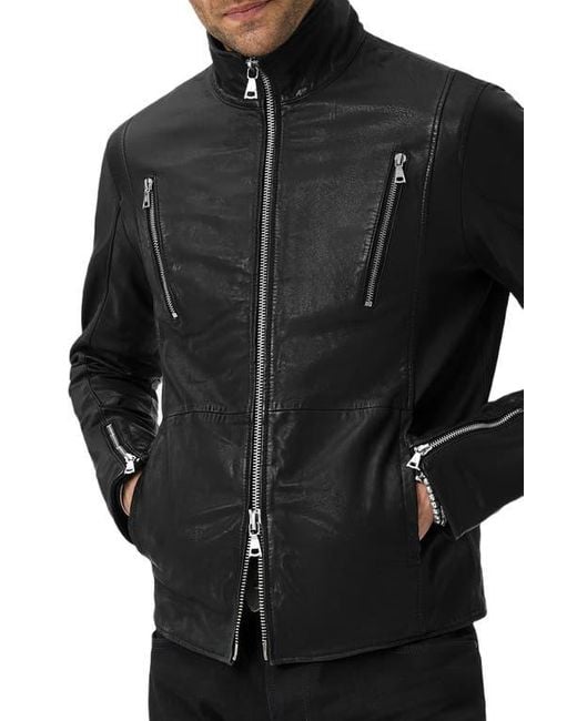John Varvatos Black Jared Leather Racer Jacket for men