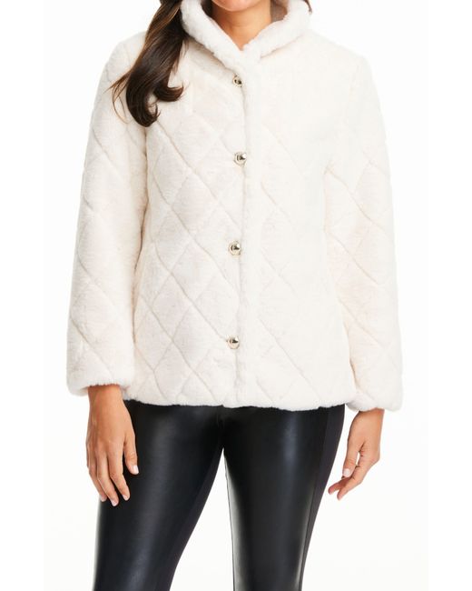 Kate Spade Diamond Grooved Faux Fur Jacket in White Lyst