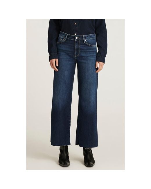 Mavi Blue Paloma Raw Hem Wide Leg Jeans