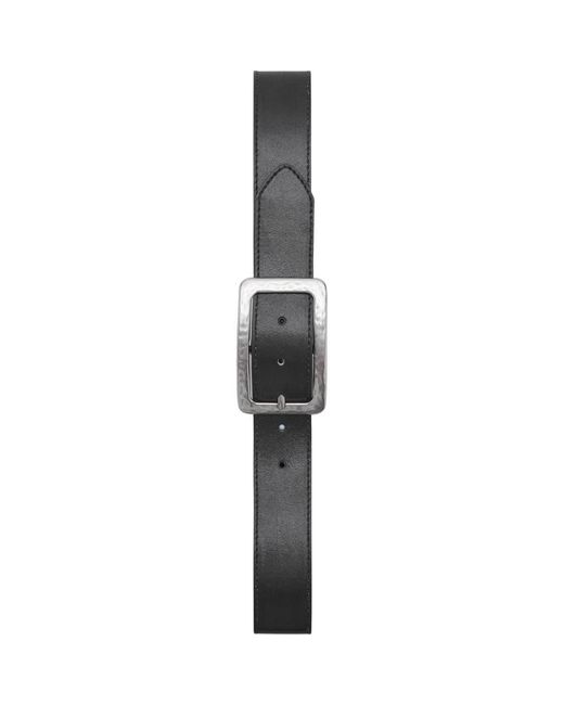 Mango Black Square Buckle Textured Belt