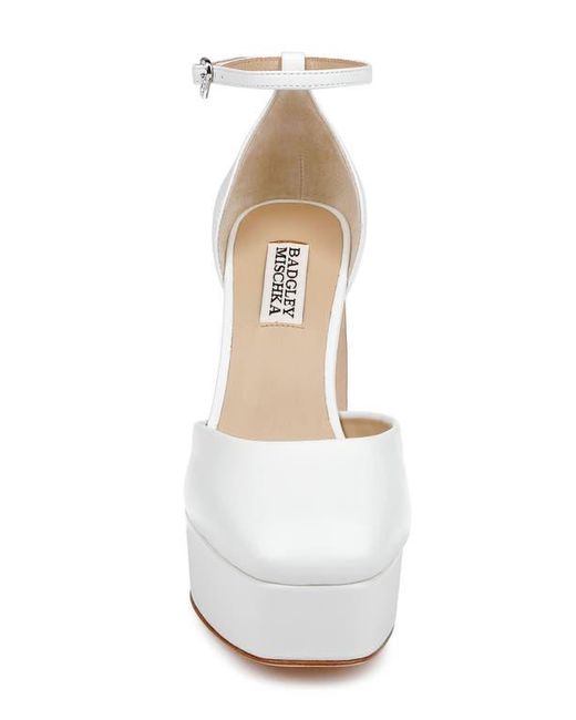Badgley Mischka White Jayda Ii Ankle Strap Platform Pump