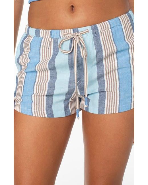 Roxy Blue Iyla Stripe Drawstring Shorts