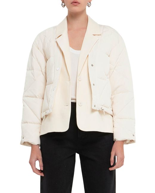Grey Lab Quilted Blazer in Natural Lyst