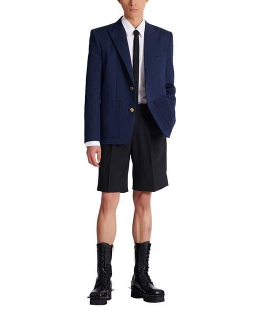 Balmain Blue Cotton Twill 2-Button Jacket for men