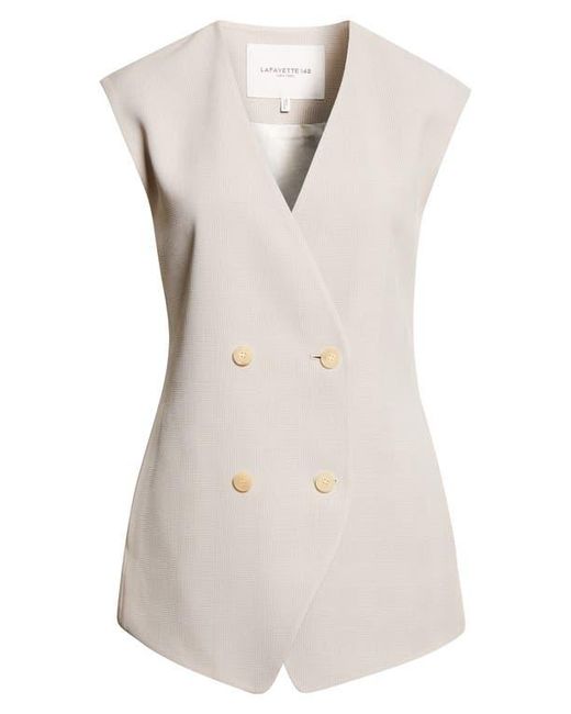 Lafayette 148 New York Women's Natural Grid Plaid Crepe Double Breasted Vest