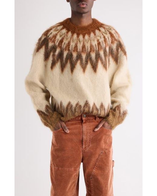 Isabel Marant Brown Nicholas Oversize Fair Isle Mohair Blend Crewneck Sweater for men