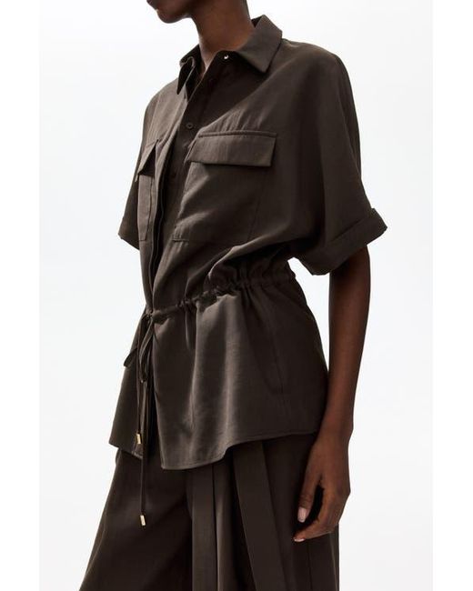 H&M Black Drawstring-Detail Twill Top