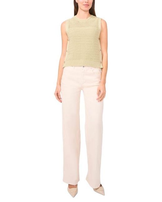 Halogen® Multicolor Open Stitch Sleeveless Cotton Side Button Sweater