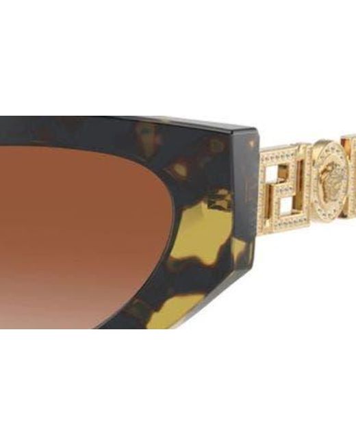 Versace Brown Bright Greca 56mm Gradient Cat Eye Sunglasses