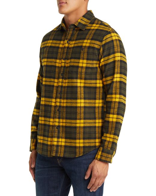 Schott Nyc Black Two-pocket Long Sleeve Flannel Button-up Shirt for men