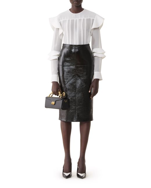 Lanvin Black Flounced Blouse