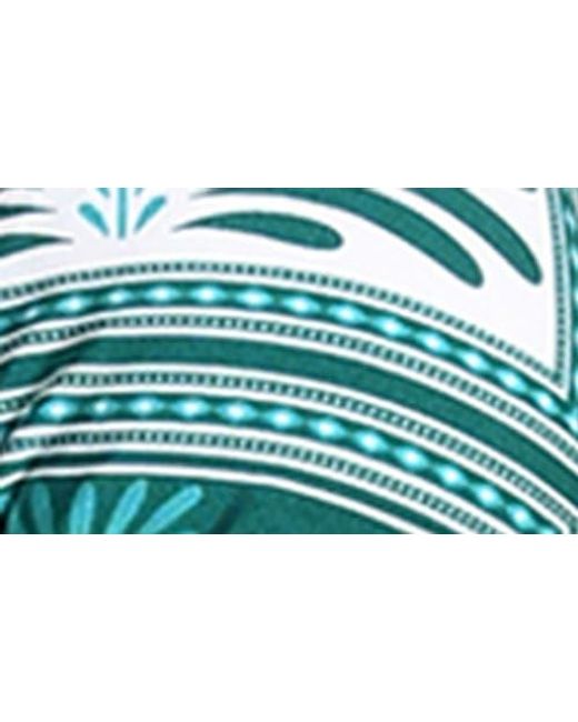 Sunshine 79 Blue Patchwork Palms Triangle Bikini Top