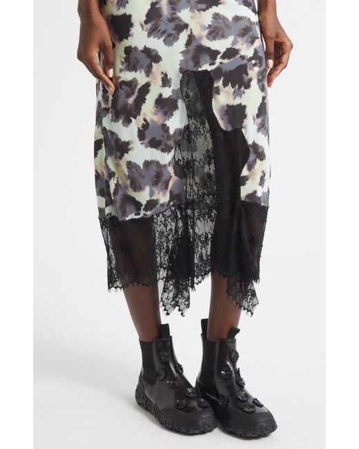 Collina Strada Black Hiss Crepe & Lace Midi Skirt