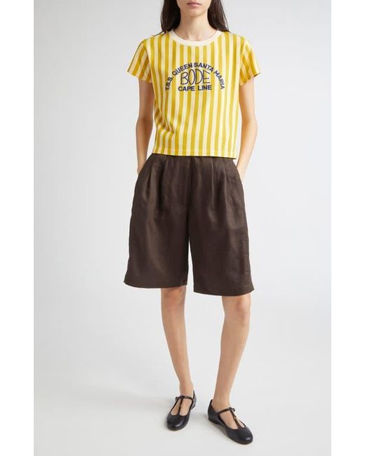 Bode Brown Smith Linen Bermuda Shorts