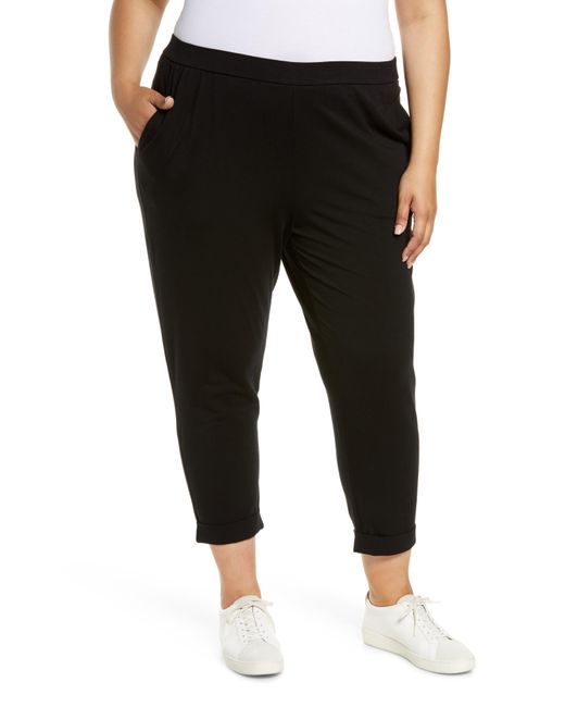 Eileen Fisher Black Slim Jersey Crop Pants