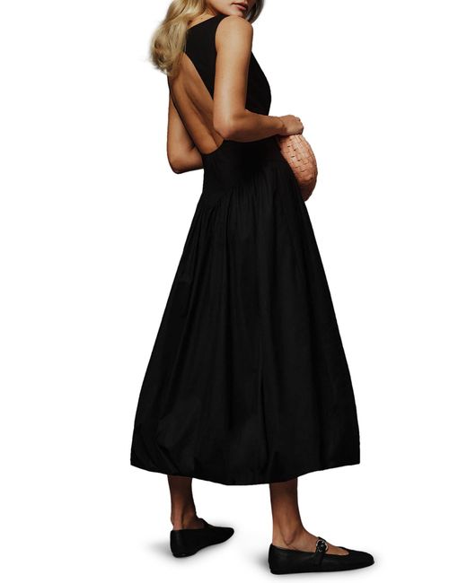 Reformation Black Elvira Cotton Midi Dress
