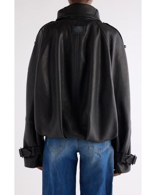 Acne Black Laris Leather Crop Trench Coat