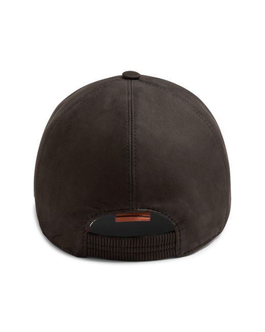 Zegna Black Secondskin Leather Adjustable Baseball Cap for men