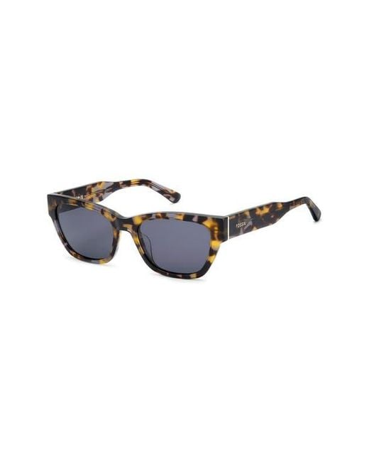 Fossil Blue 55Mm Rectangular Sunglasses