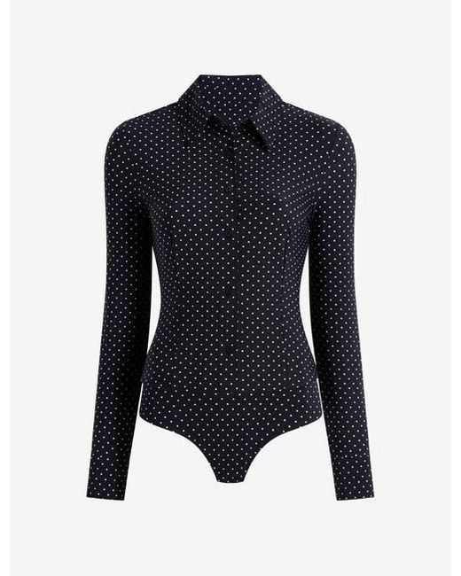 Commando Blue Classic Printed Button Down Bodysuit