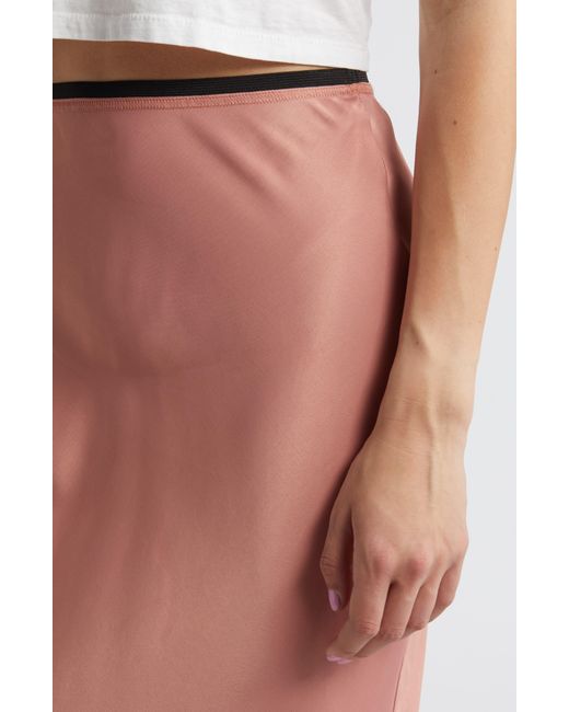 TOPSHOP Pink Bias Cut Satin Maxi Skirt
