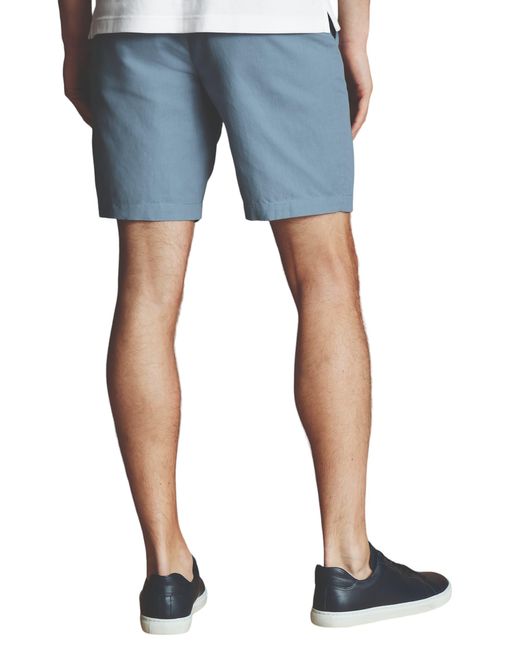 Charles Tyrwhitt Blue Cotton Linen Shorts for men