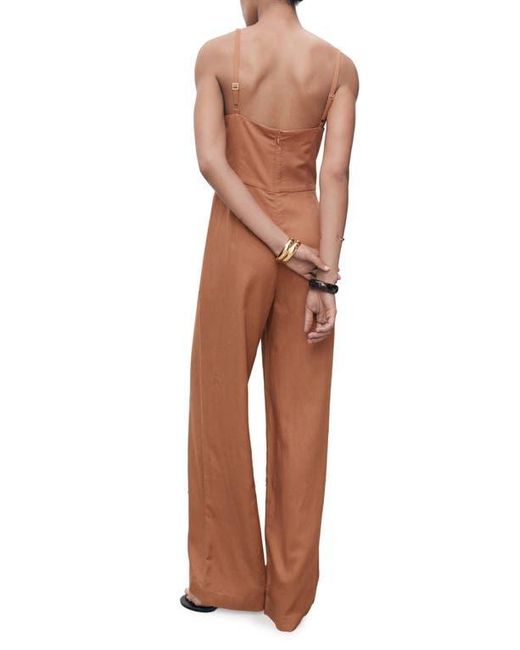 Mango Brown Cowl Neck Wide Leg Jumpsuit