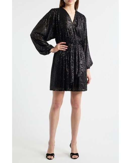 Boss Black Dillio Sequin Mesh Long Sleeve Cocktail Dress