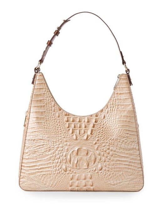 Brahmin Brown Tabitha Croc Embossed Leather Shoulder Bag