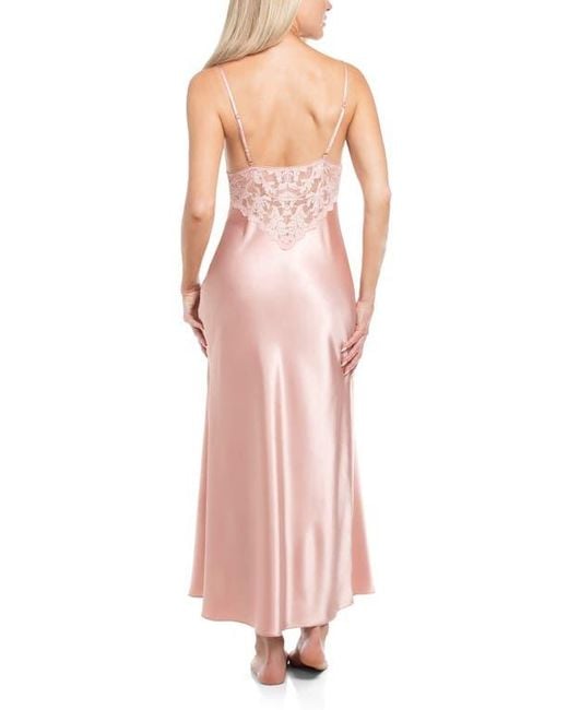 In Bloom Pink Rosalie Satin & Lace Nightgown
