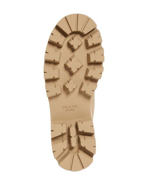 Prada Natural Zip Front Lug Bootie