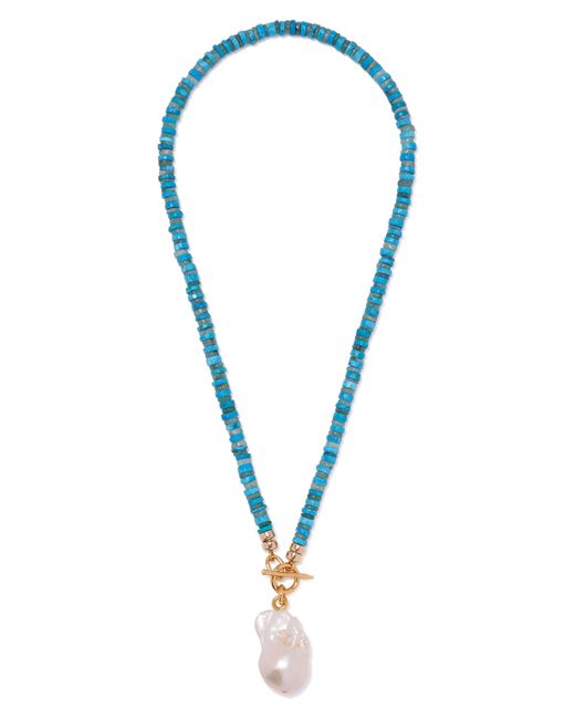 Lizzie Fortunato Blue Pearl Isle Beaded toggle Necklace
