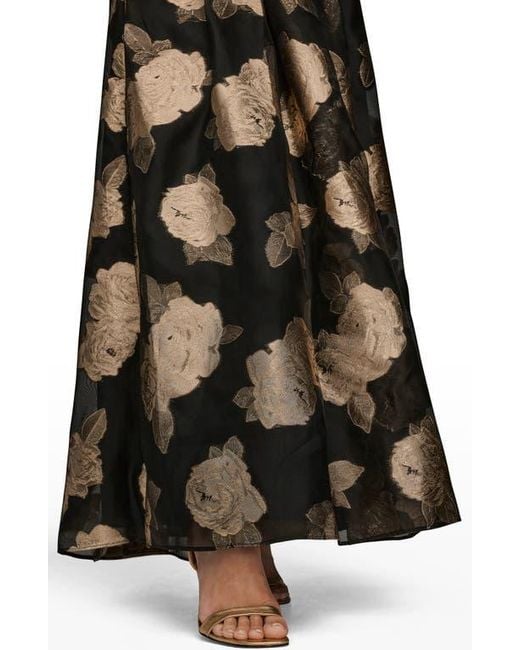 Donna Karan Black One-Shoulder Metallic Jacquard Gown