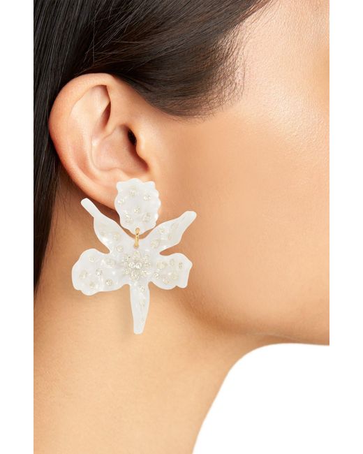 Lele Sadoughi White Small Crystal Lily Drop Earrings