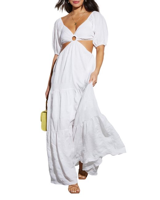 Vici Collection White Cartagena Cutout Tiered Maxi Dress