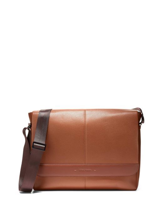 Cole Haan Brown Triboro Leather Messenger Bag for men